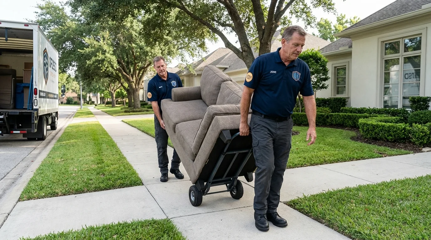 Local residential moving crew loading furniture in Tujunga, CA