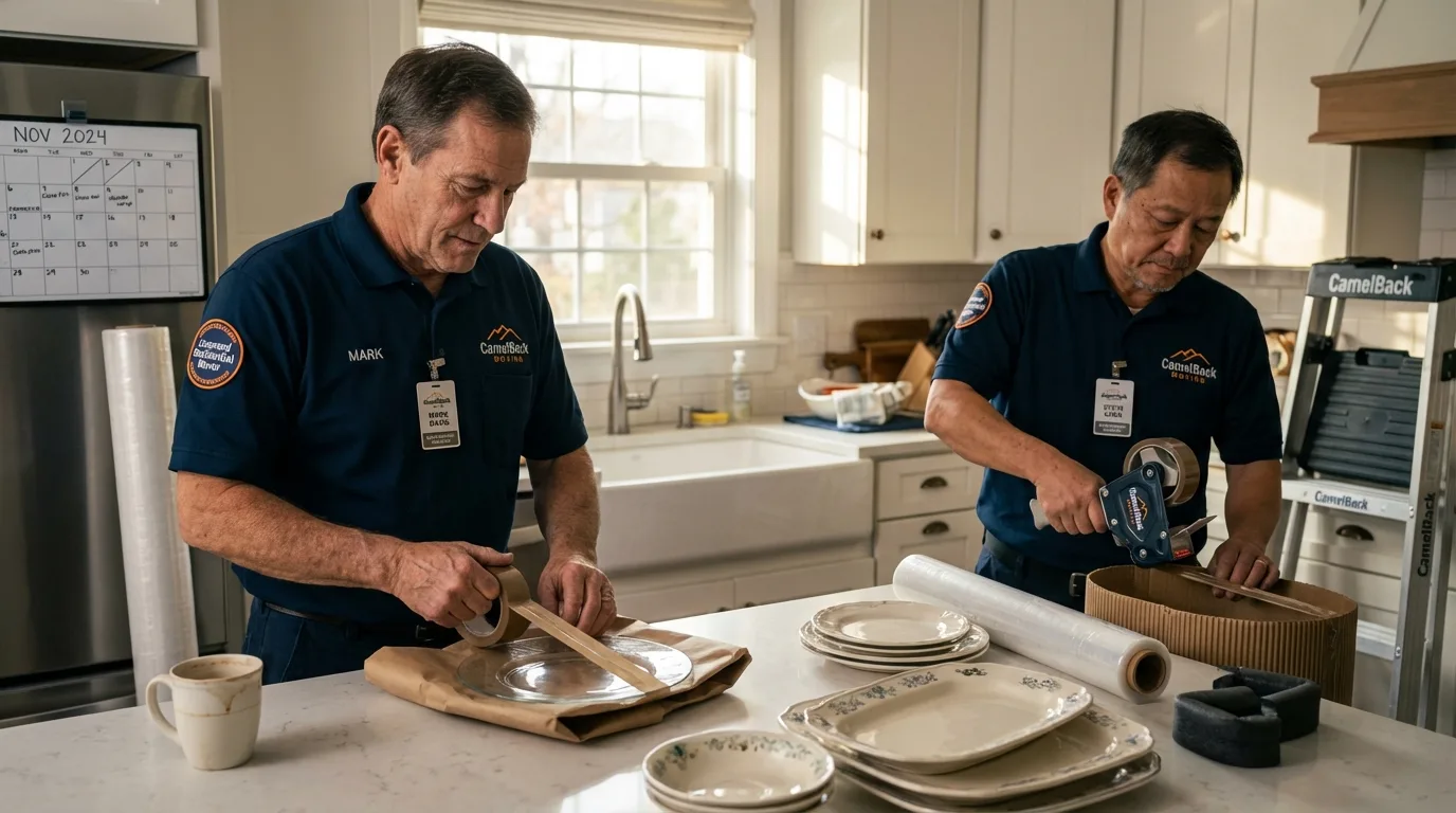 Professional crew packing kitchen dishware in Tujunga, CA
